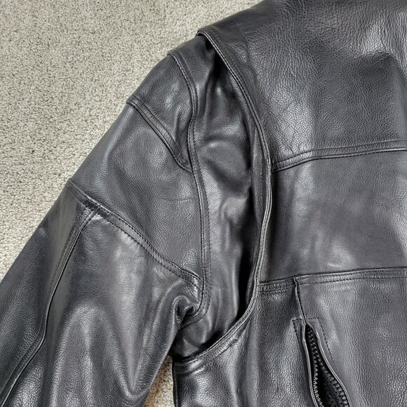Womens Leather Motorcycle Jacket 3XL Black Vented Gusset Zip Up Biker Riding - Picture 12 of 16